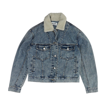 Blue Solid Denim Jacket