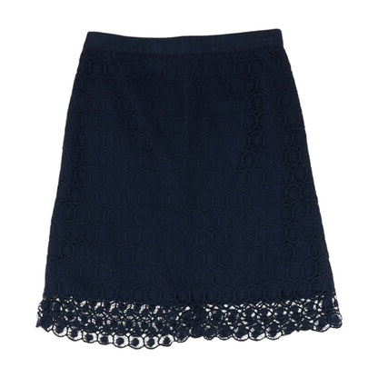 Navy Solid Midi Skirt