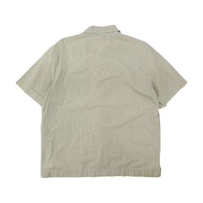 Green Striped Short Sleeve Button Down