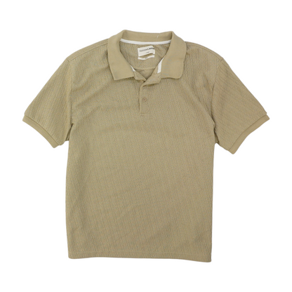 Beige Solid Short Sleeve Polo