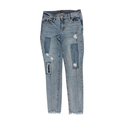 Blue Solid Skinny Leg Jeans