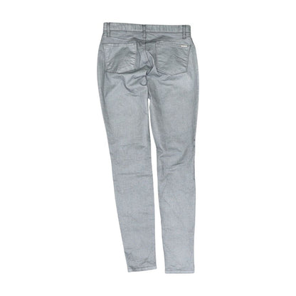 Silver Solid Five Pocket Pants