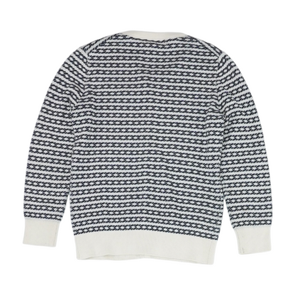 Beige Striped Cardigan Sweater