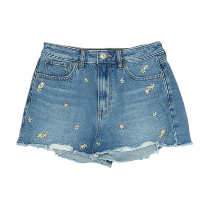 Blue Floral Denim Shorts