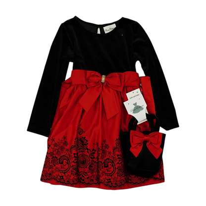 Red Color Block Formal Dress