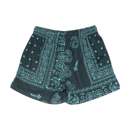 Navy Paisley Active Shorts