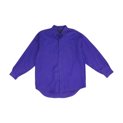 Purple Solid Long Sleeve Button Down