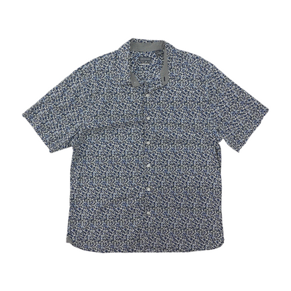 Navy Abstract Short Sleeve Button Down