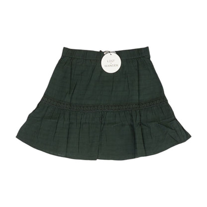 Green Solid Midi Skirt