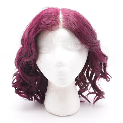 Dark Plum Loose Wave HD Lace Glueless Mid Part Short Wig 100% Human Hair