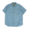 Blue Solid Short Sleeve Button Down