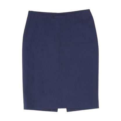 Navy Solid Midi Skirt