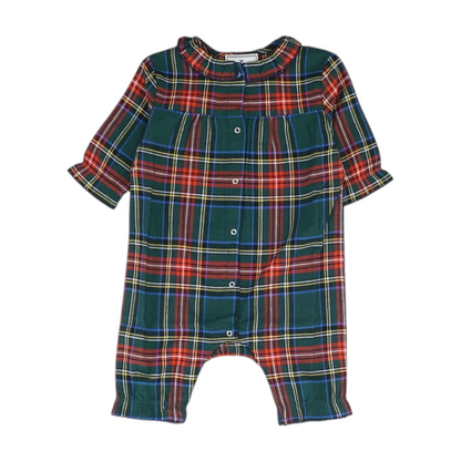 Green Plaid Short Sleeve One-Piece