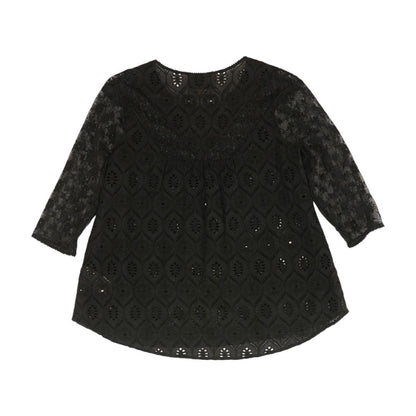 Black Solid 3/4 Sleeve Blouse