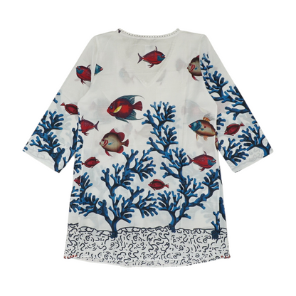 White Graphic Blouse