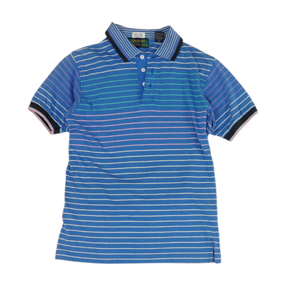 Vintage Blue Striped Short Sleeve Polo