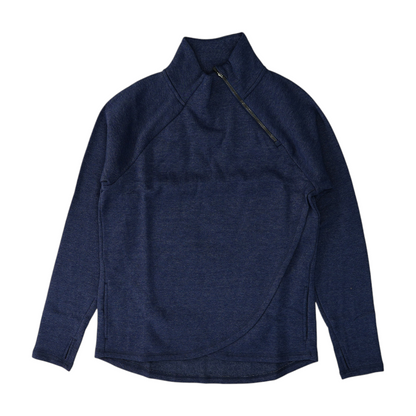 Blue Solid 1/4 Zip Pullover
