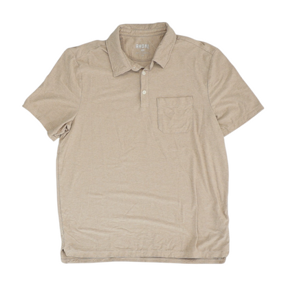 Beige Solid Short Sleeve Polo