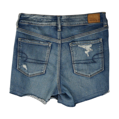 Blue Solid Denim Shorts