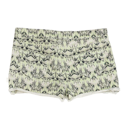 Green Geometric Denim Shorts
