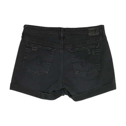 Black Solid Denim Shorts