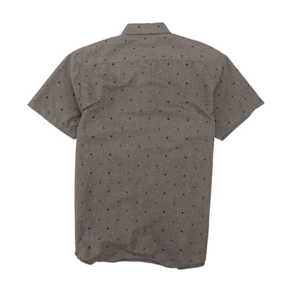 Gray Print Short Sleeve Button Down