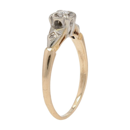 1/10 Ct 14K Two Tone Gold Diamond Vintage Engagement Ring
