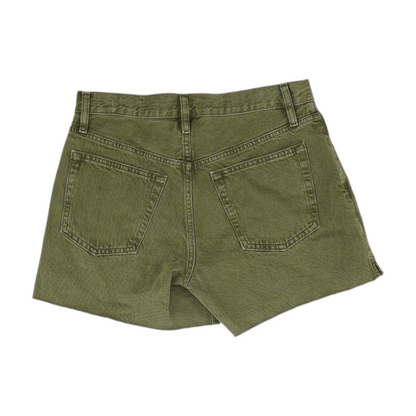 Green Solid Denim Shorts