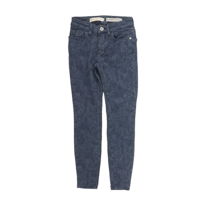 Blue Floral Low Rise Skinny Leg Jeans