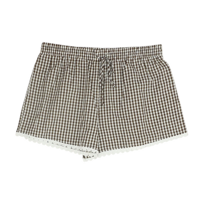 Brown Check Knit Shorts