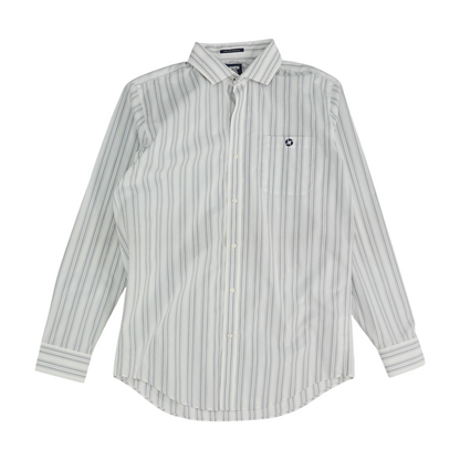 White Striped Long Sleeve Button Down