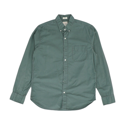 Green Solid Long Sleeve Button Down