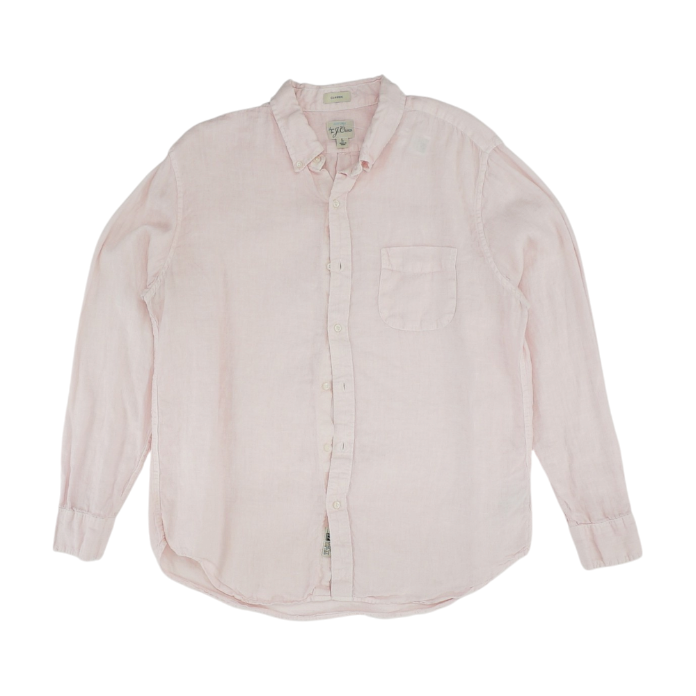 Pink Solid Long Sleeve Button Down