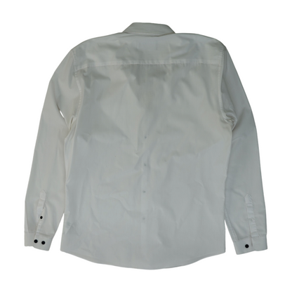 White Solid Long Sleeve Button Down