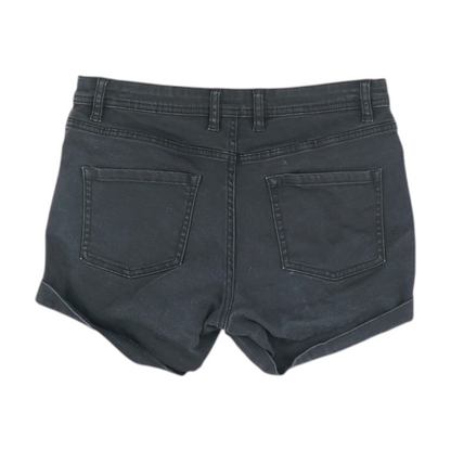 Black Solid Denim Shorts