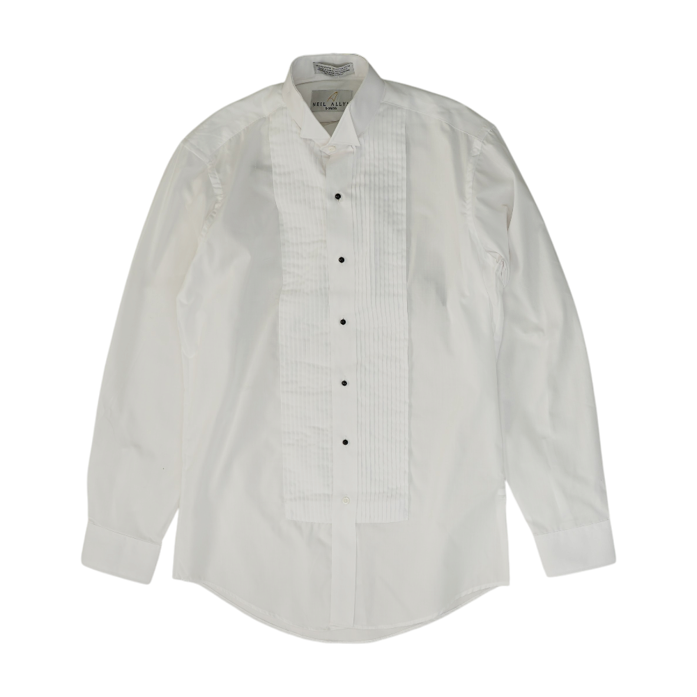 White Solid Tuxedo Button Down