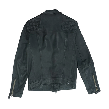 Black Solid Leather Jacket