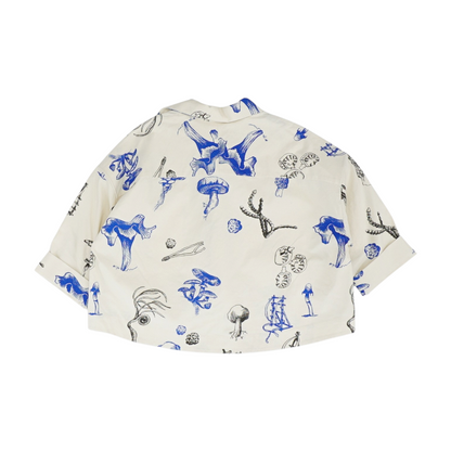 Beige Graphic Button Down