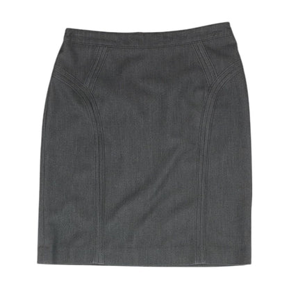 Gray Solid Midi Skirt