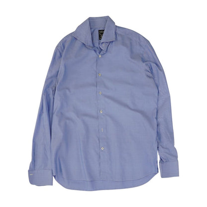 Blue Herringbone Long Sleeve Button Down