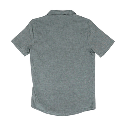 Gray Solid Short Sleeve Button Down