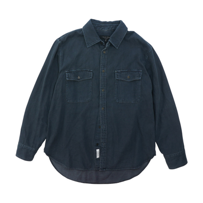 Navy Solid Long Sleeve Button Down