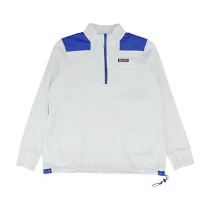 White Color Block 1/4 Zip Pullover
