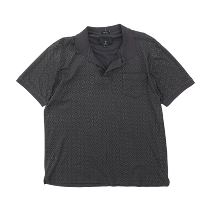 Gray Print Short Sleeve Polo