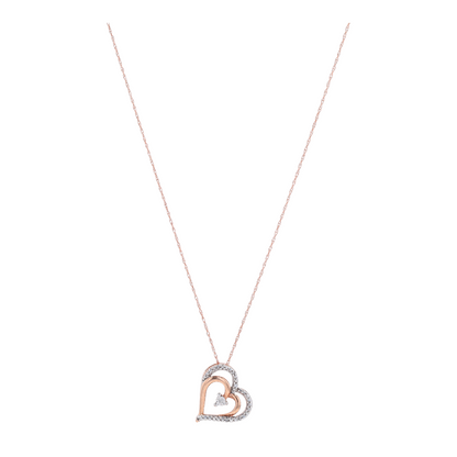 10K Two-Tone Gold Diamond Pendant Necklace
