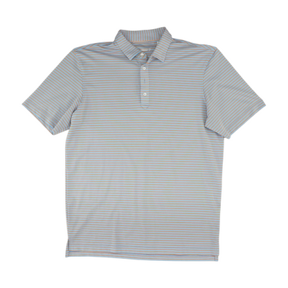 Gray Striped Short Sleeve Polo