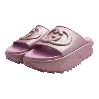 Interlocking G Slide in Pink Glitter, Gucci Love Parade Collection