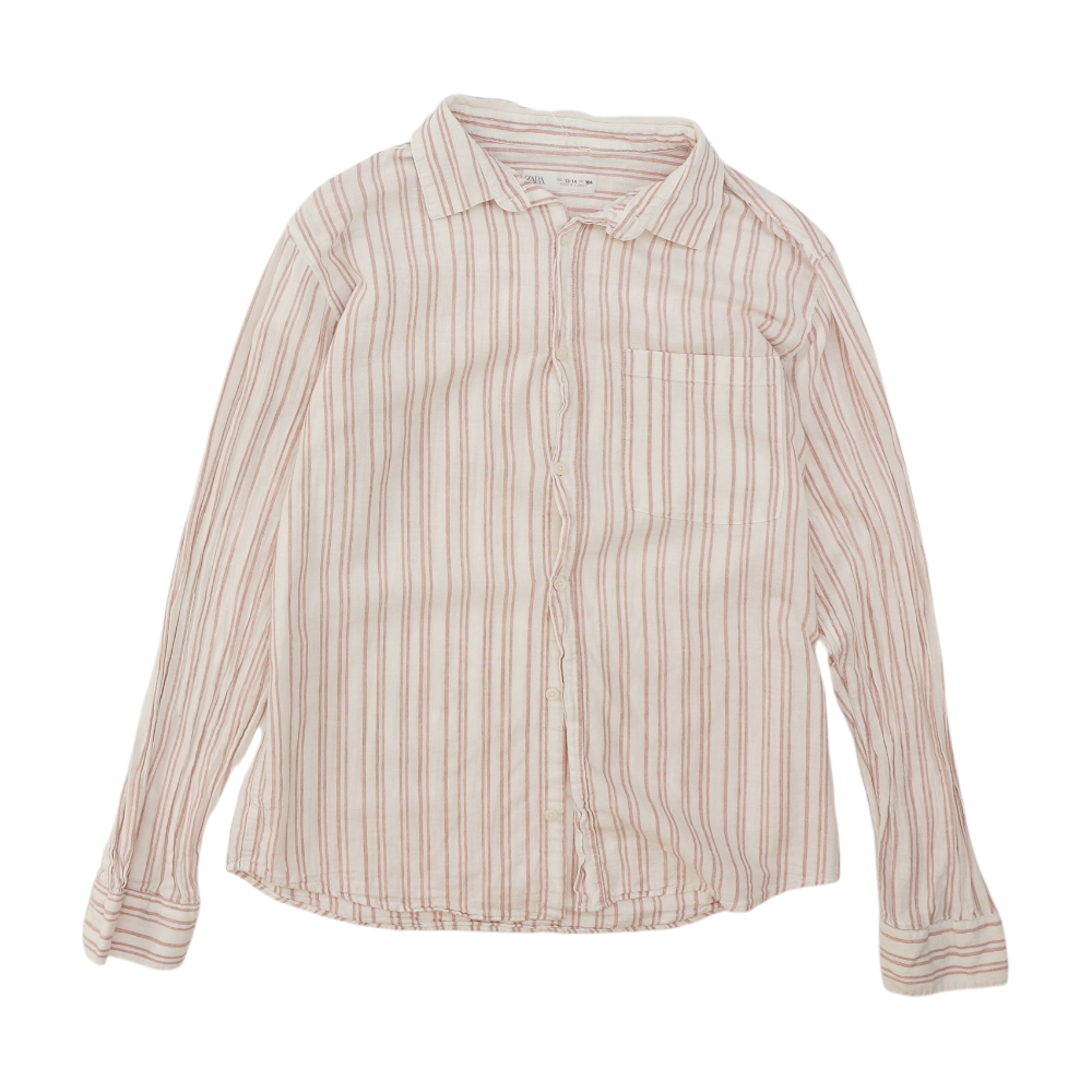 White Striped Long Sleeve Button Down