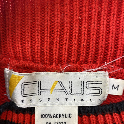Vintage Red Striped Acrylic Sweater