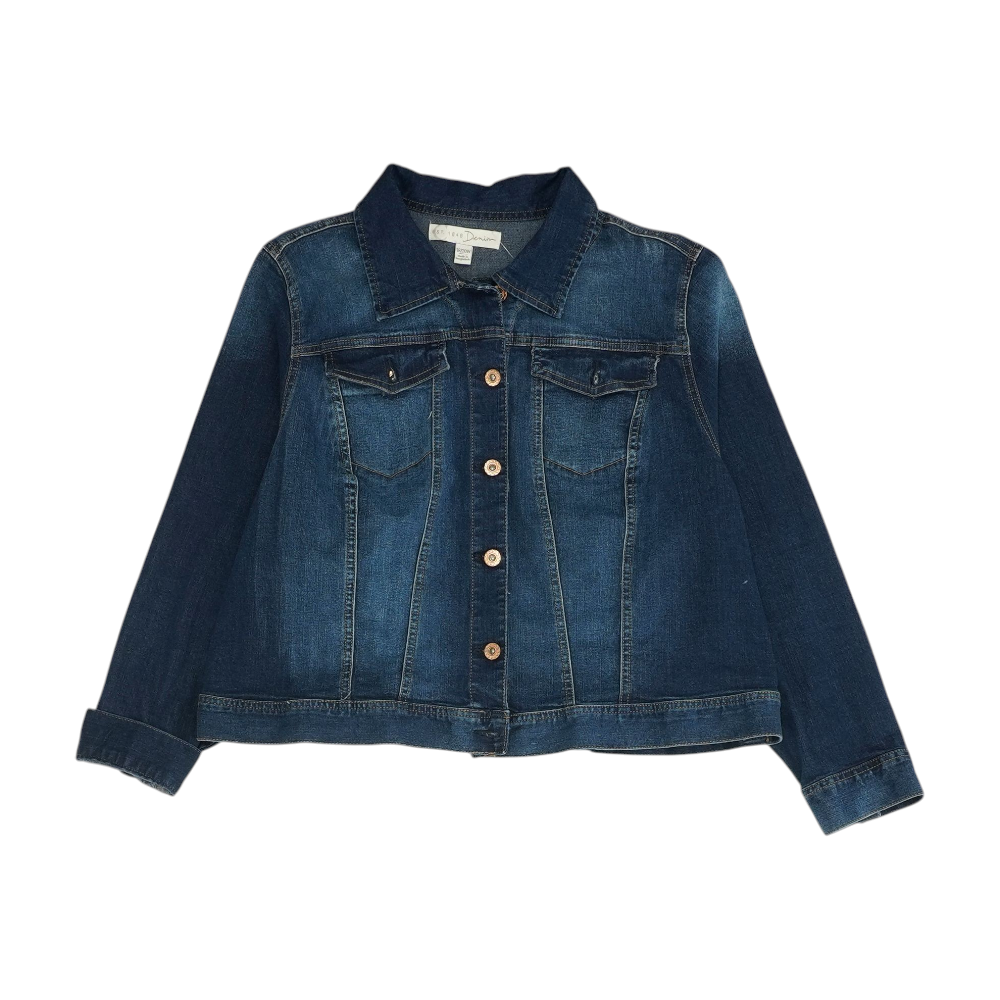 Navy Plus Size Solid Denim Jacket